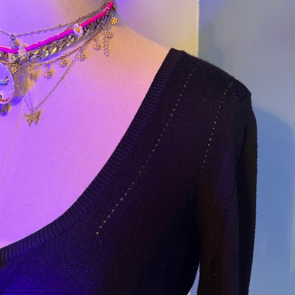 Luxury knit cardigan Merino/cashmere with silk ribbon and Swarovski crystals - Picture 7 of 9